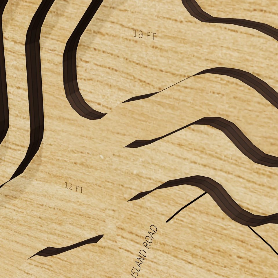 Alexander Lake 3D wood map, detail view