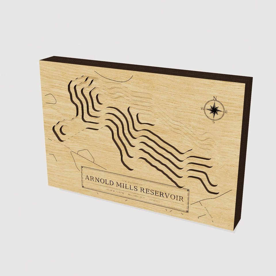 Arnold Mills Reservoir 3D wood map, hero view