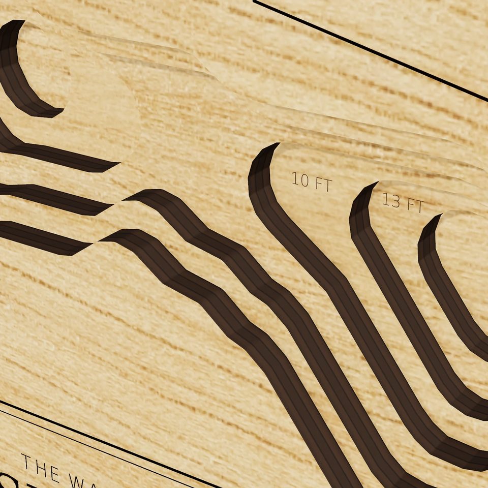 Atsion Lake 3D wood map, detail view