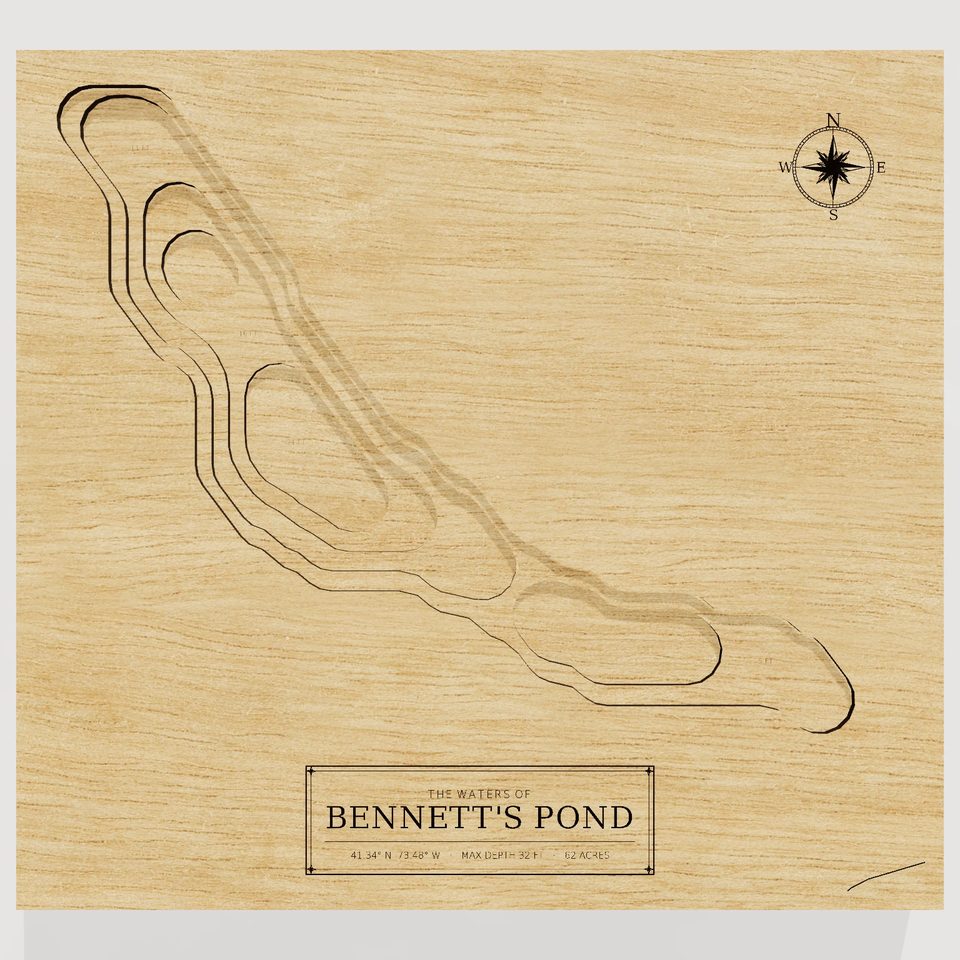 Bennett's Pond 3D wood map, front view