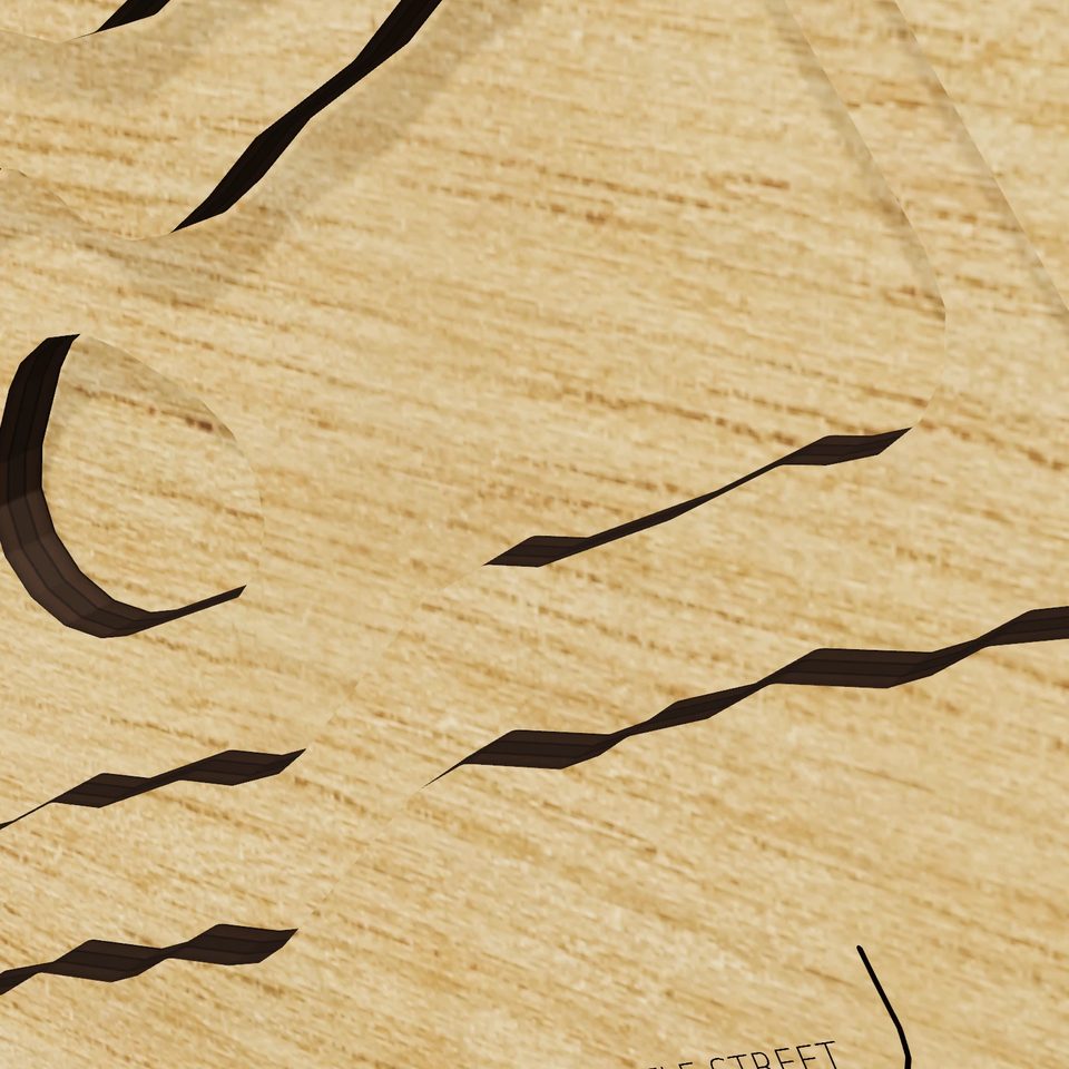 Breeds Pond 3D wood map, detail view