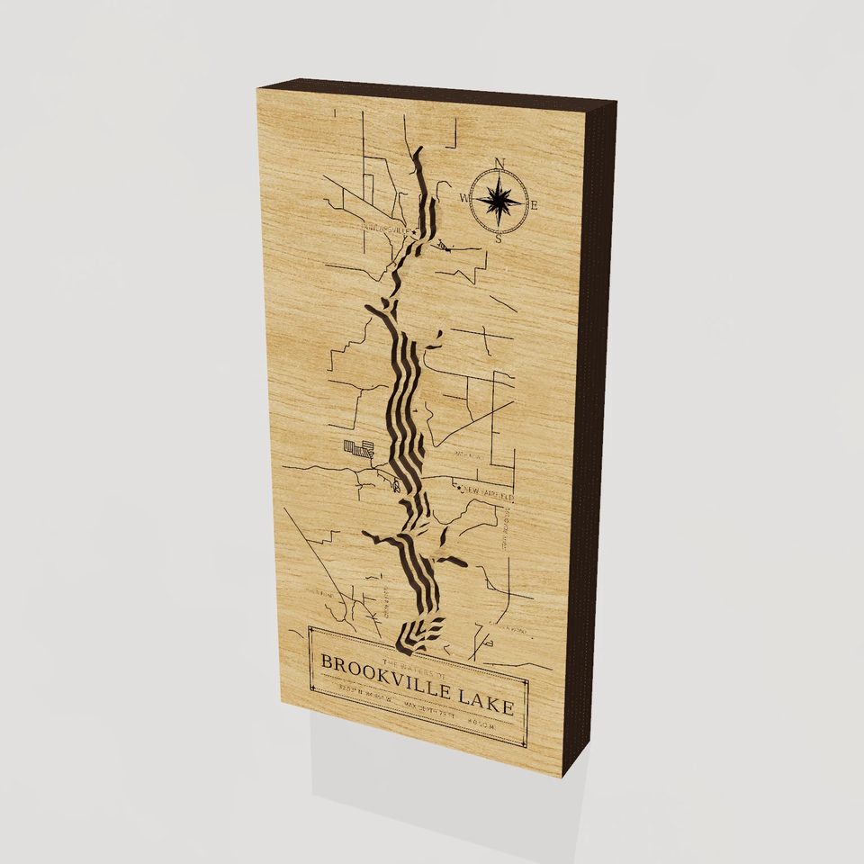 Brookville Lake 3D wood map, hero view