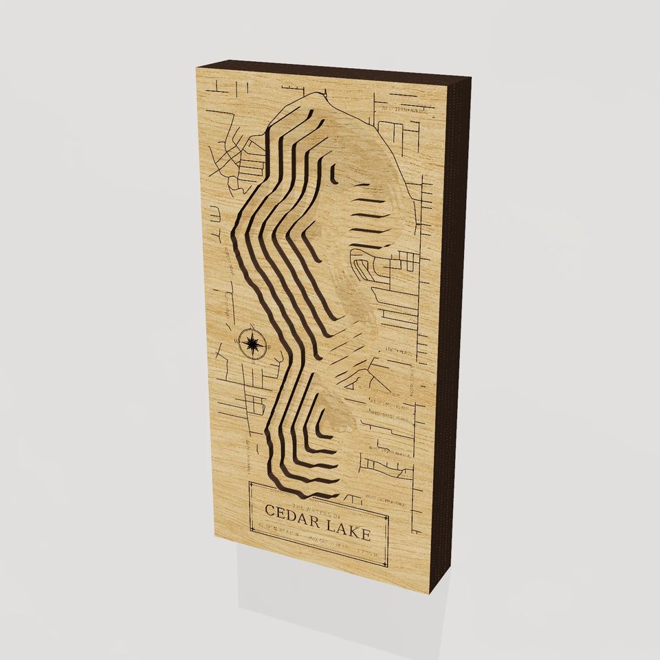 Cedar Lake 3D wood map, hero view