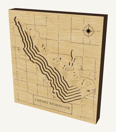 Cheney Reservoir wood map