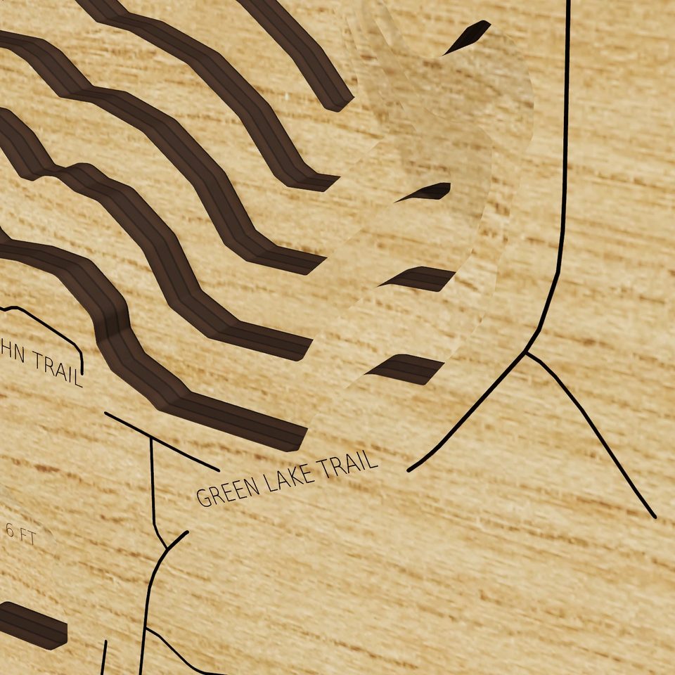 Chisago Lake 3D wood map, detail view