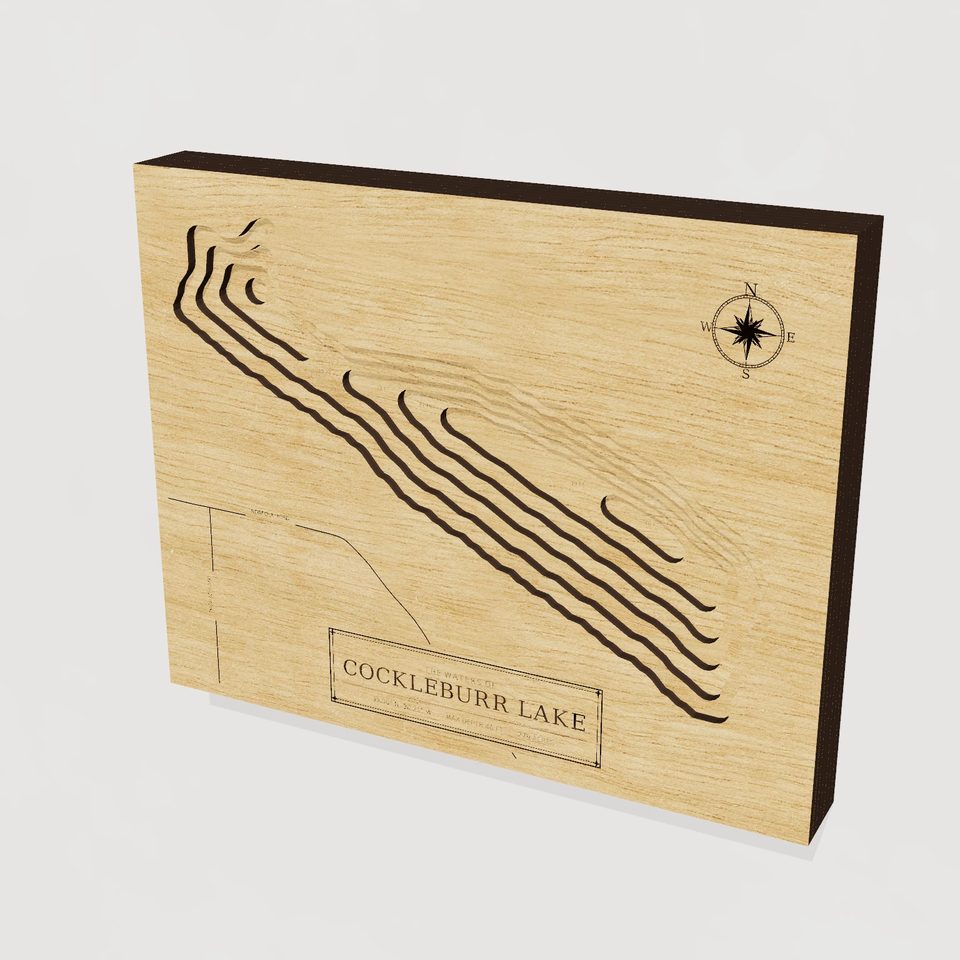 Cockleburr Lake 3D wood map, hero view