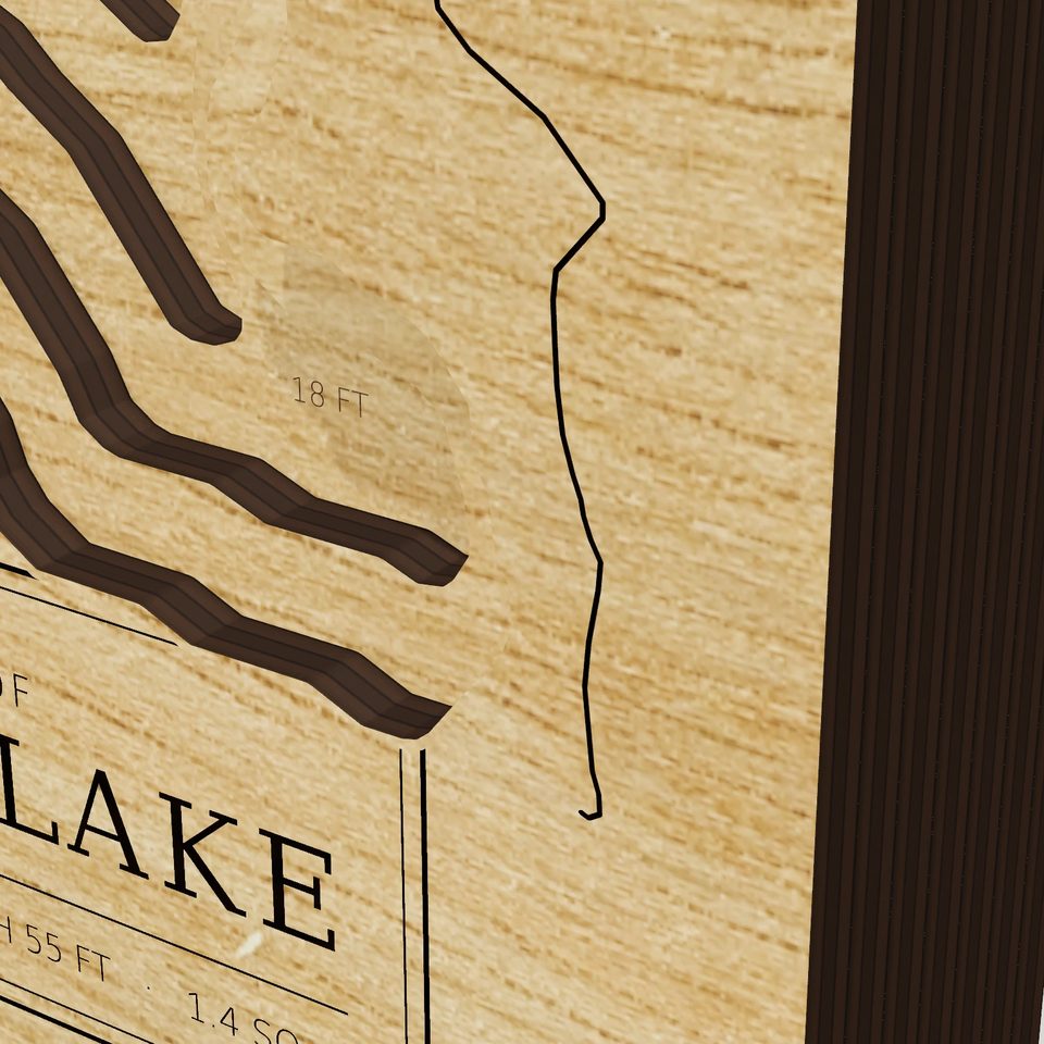 Collins Lake 3D wood map, detail view