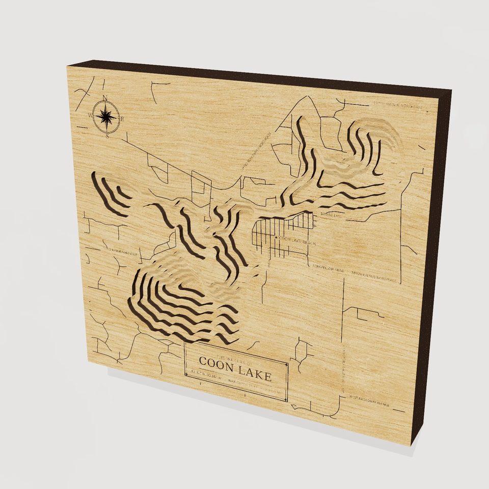 Coon Lake 3D wood map, hero view