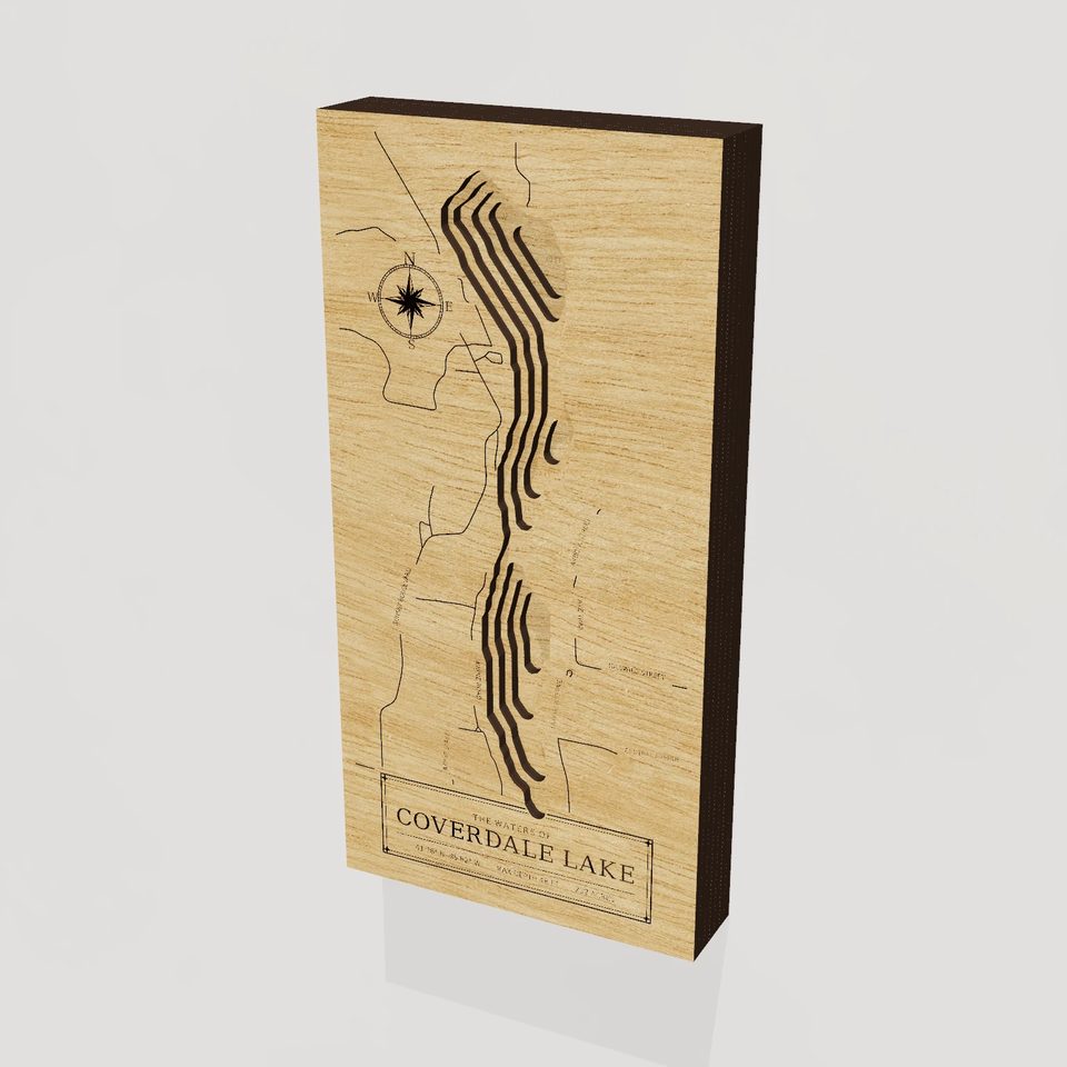 Coverdale Lake 3D wood map, hero view