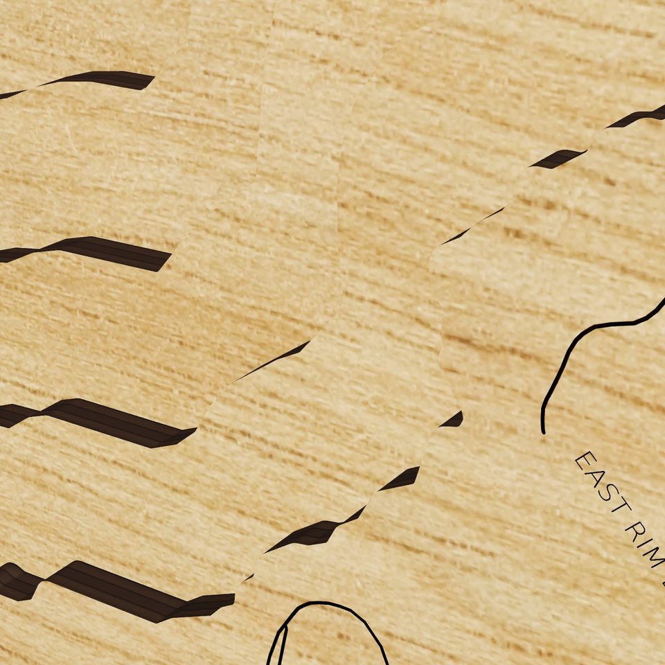 Crater Lake 3D wood map, detail view