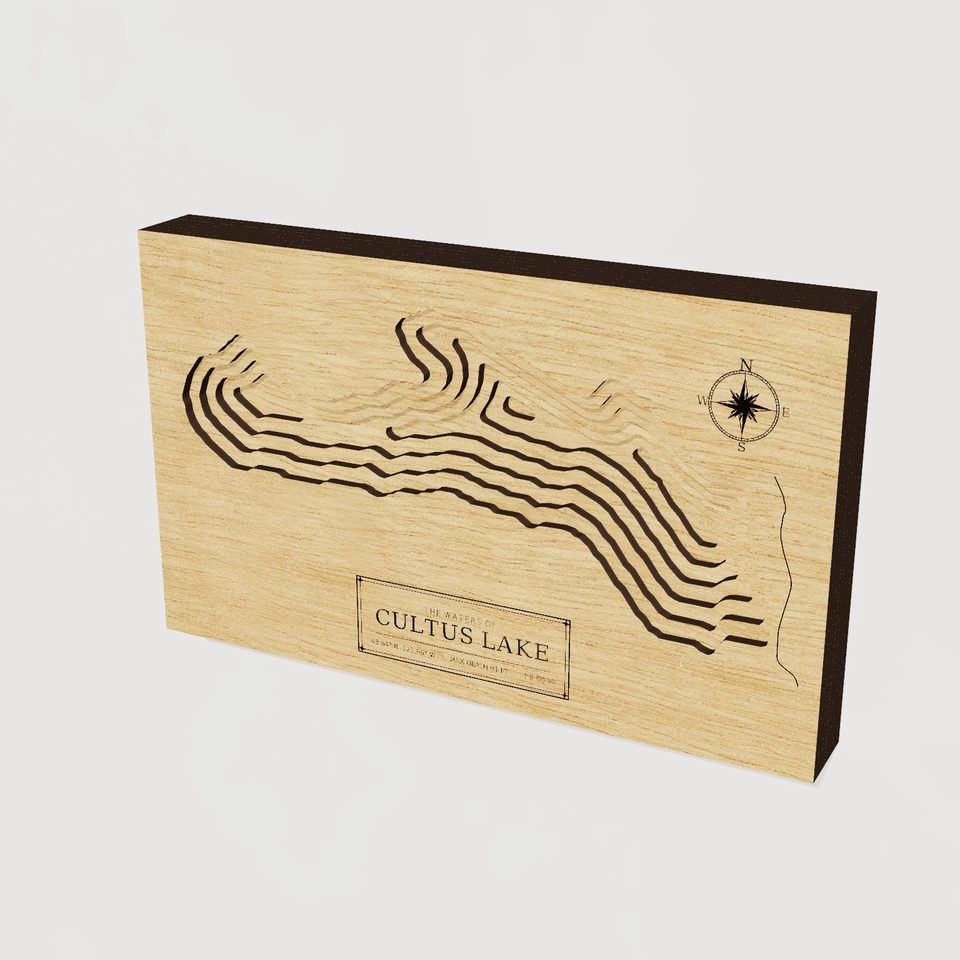 Cultus Lake 3D wood map, hero view
