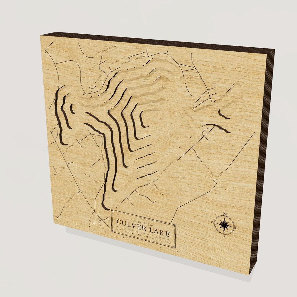 Culver Lake 3D wood map, hero view