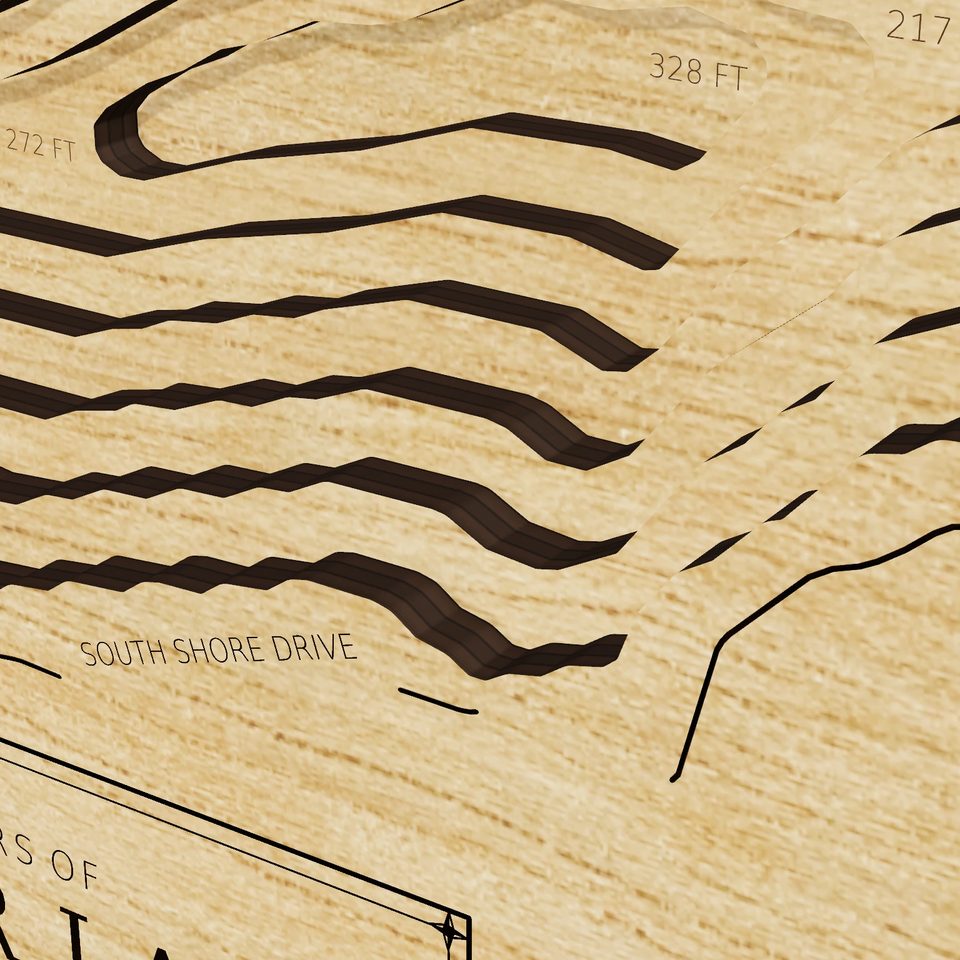 Donner Lake 3D wood map, detail view