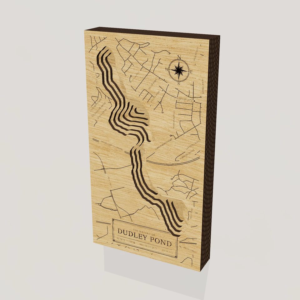 Dudley Pond 3D wood map, hero view