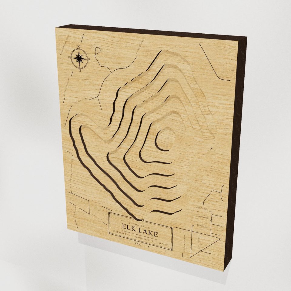 Elk Lake 3D wood map, hero view