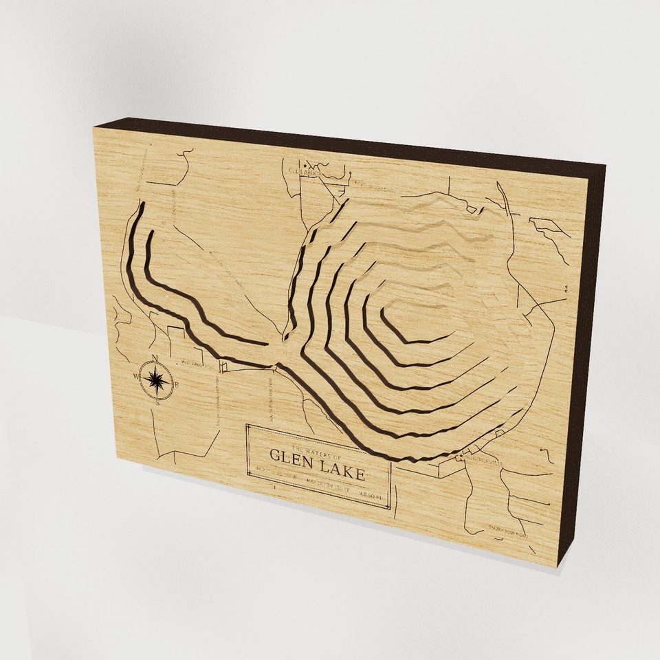Glen Lake 3D wood map, hero view