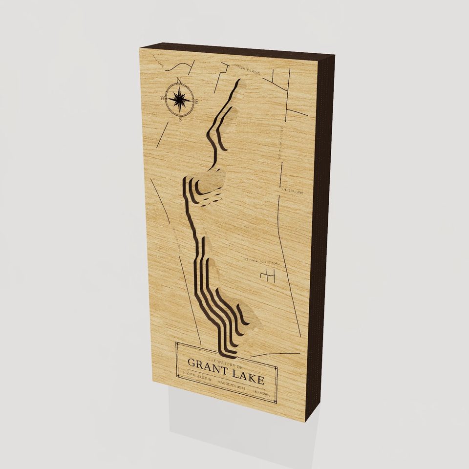 Grant Lake 3D wood map, hero view