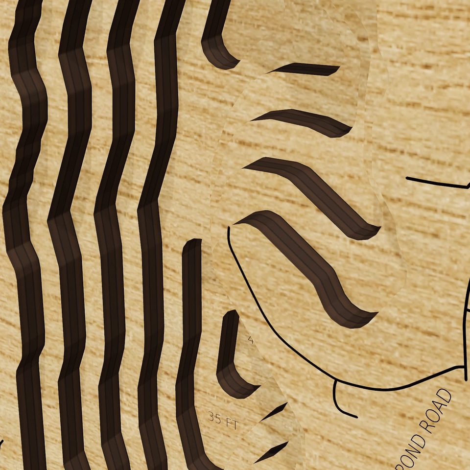 Great Herring Pond 3D wood map, detail view