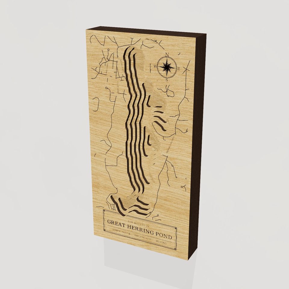 Great Herring Pond 3D wood map, hero view