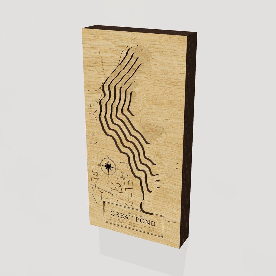Great Pond 3D wood map, hero view