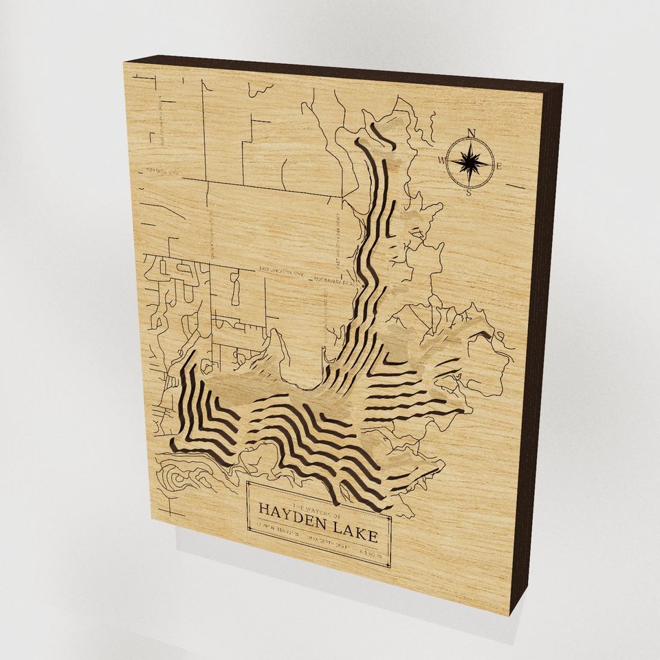 Hayden Lake 3D wood map, hero view