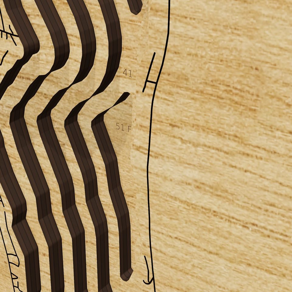 Honeoye Lake 3D wood map, detail view