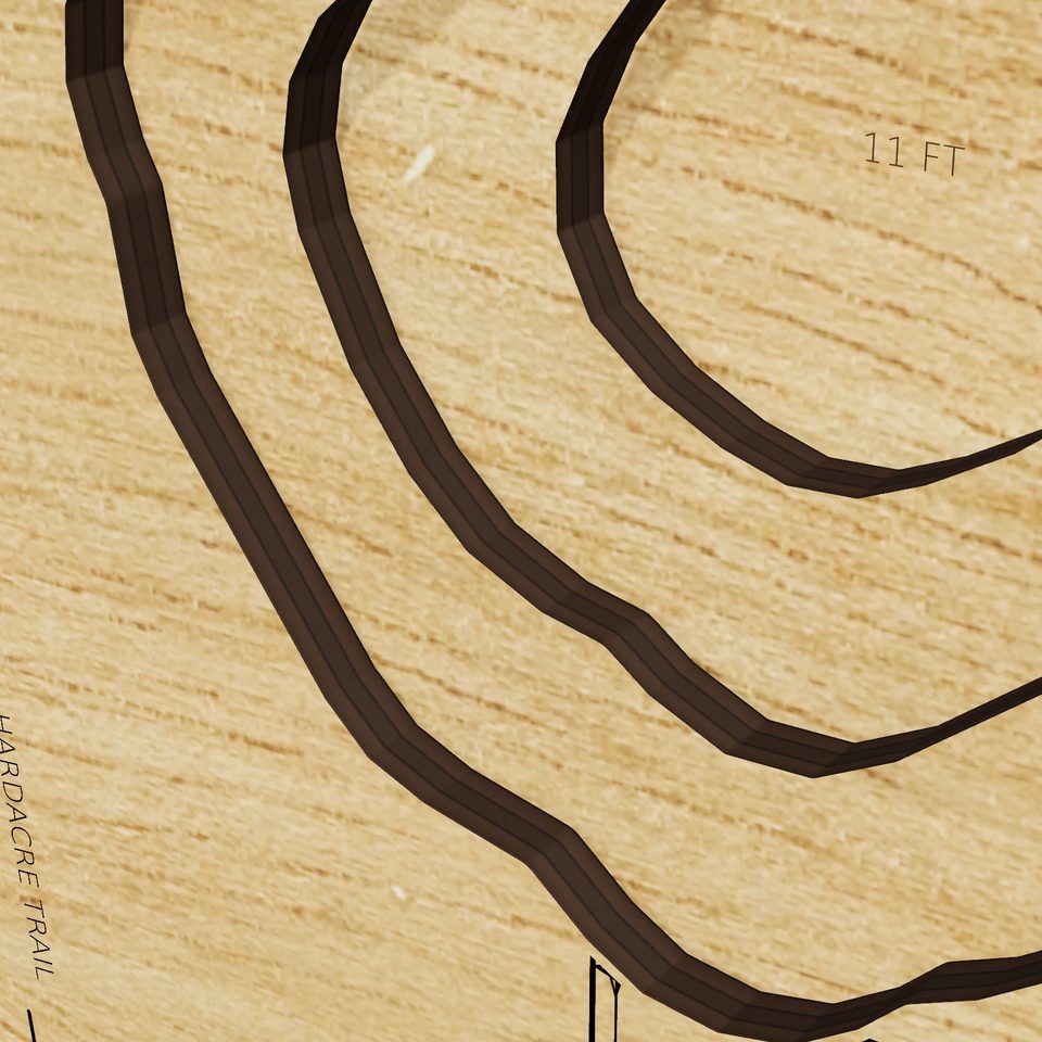 Houghton Lake 3D wood map, detail view