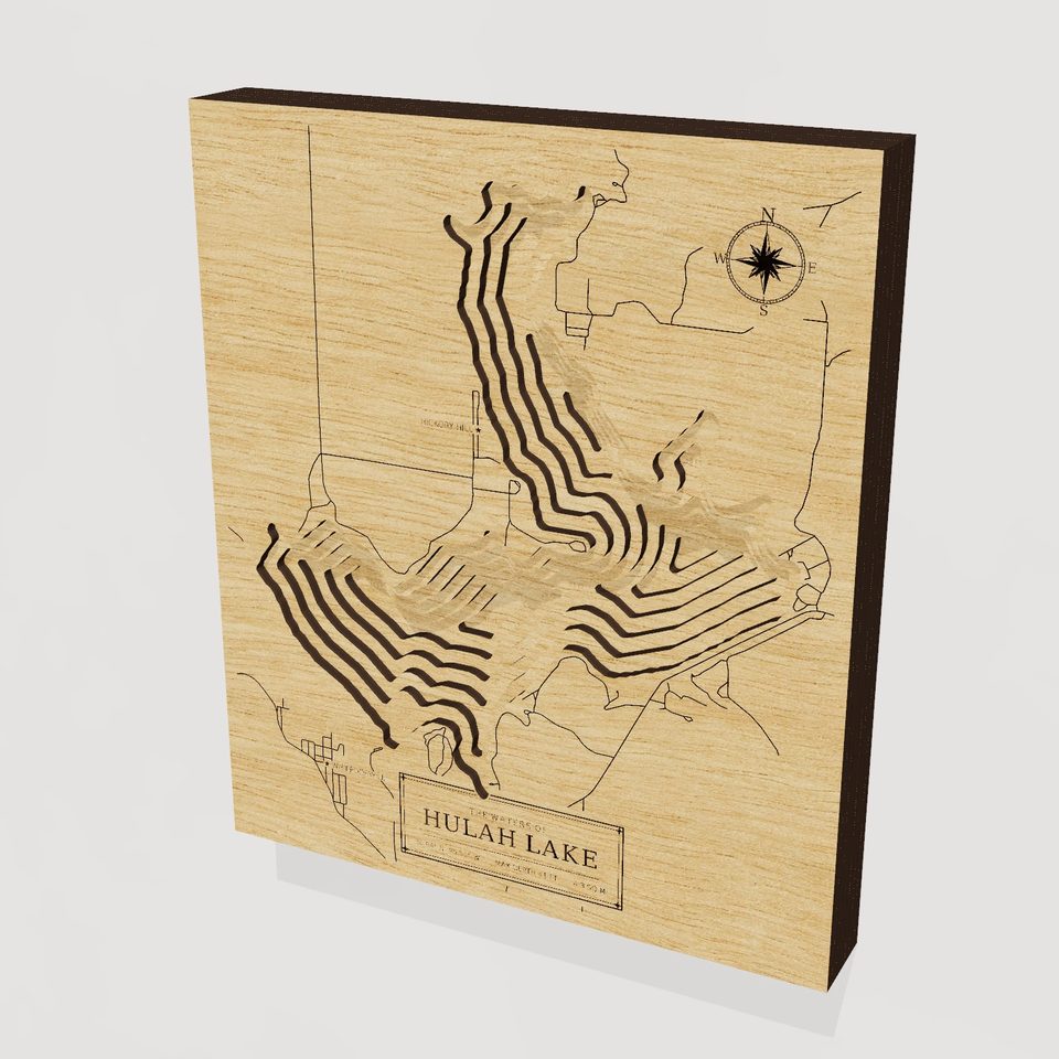 Hulah Lake 3D wood map, hero view