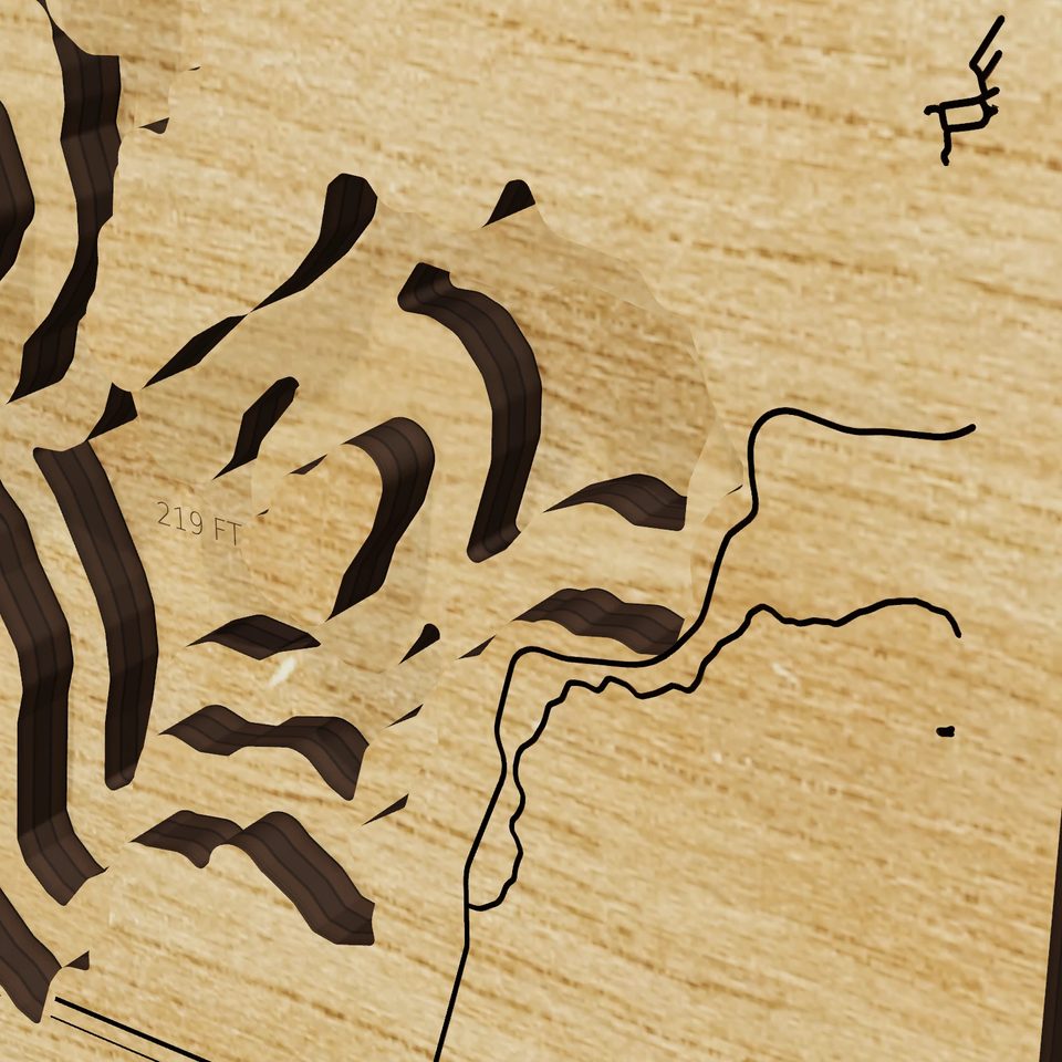Jackson Lake 3D wood map, detail view