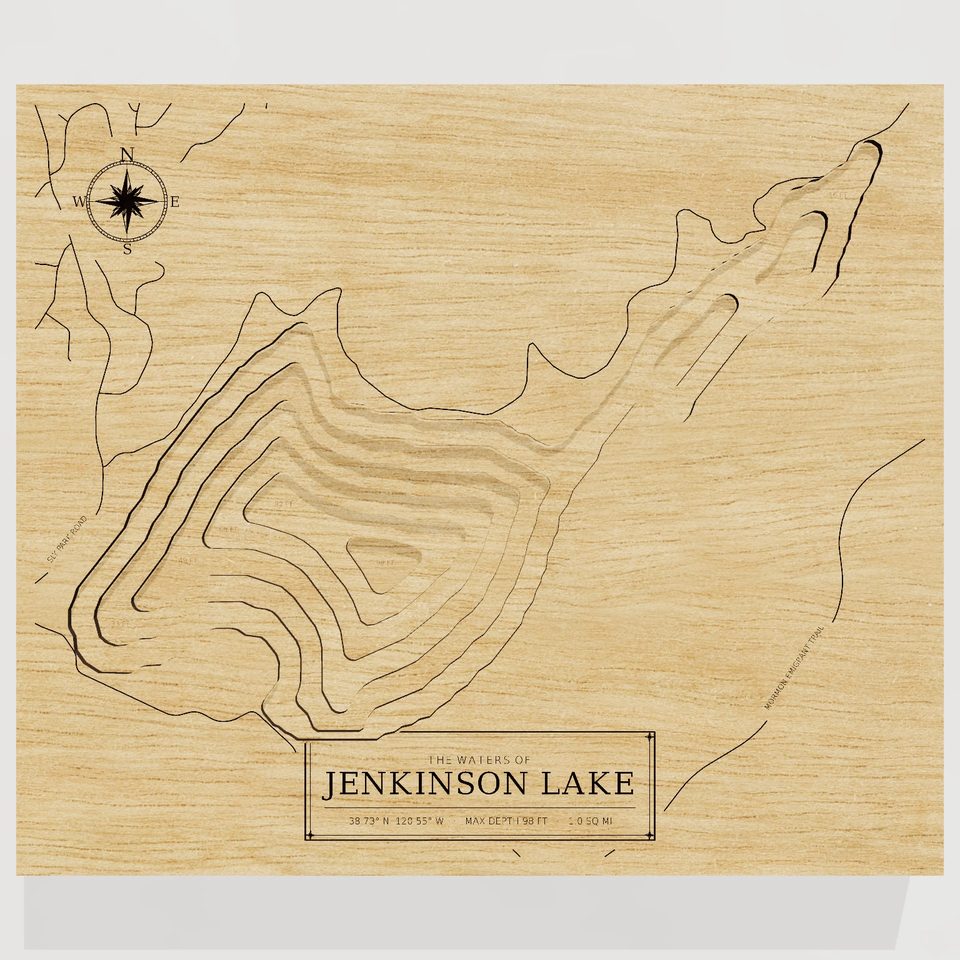 Jenkinson Lake 3D wood map, front view