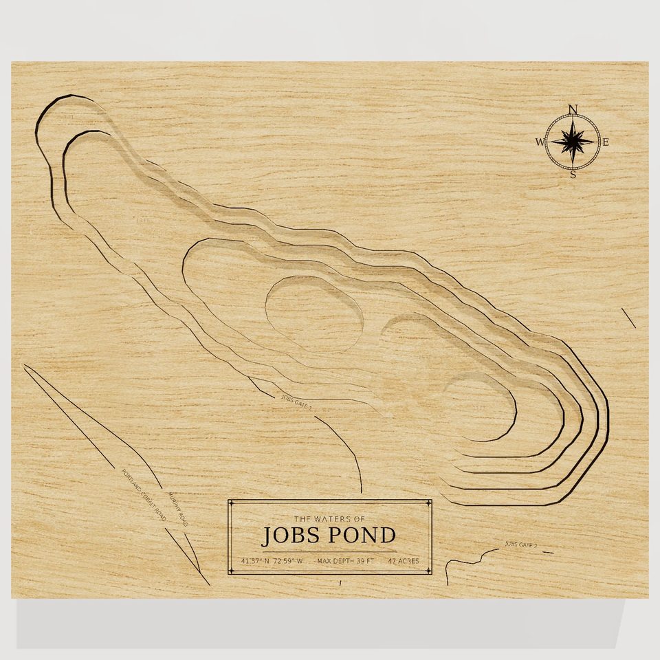 Jobs Pond 3D wood map, front view