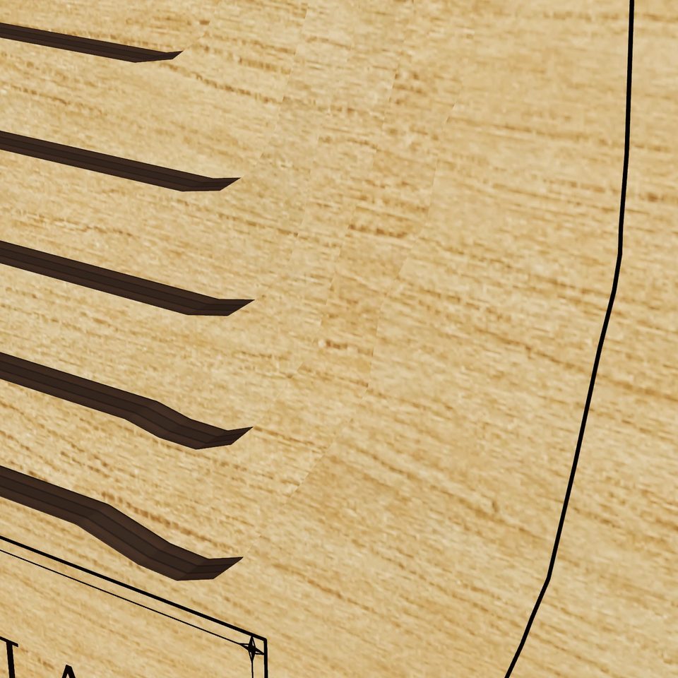 Josephine Lake 3D wood map, detail view