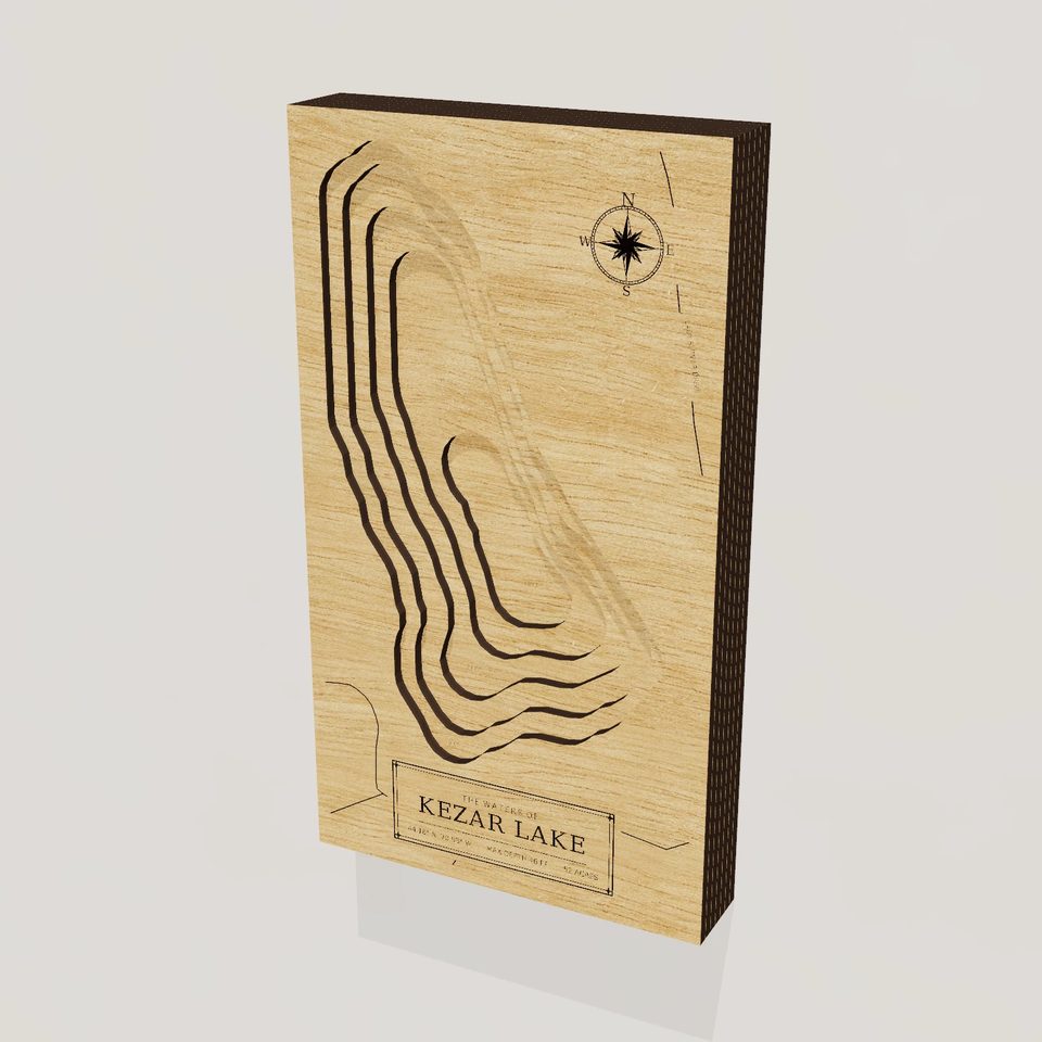 Kezar Lake 3D wood map, hero view