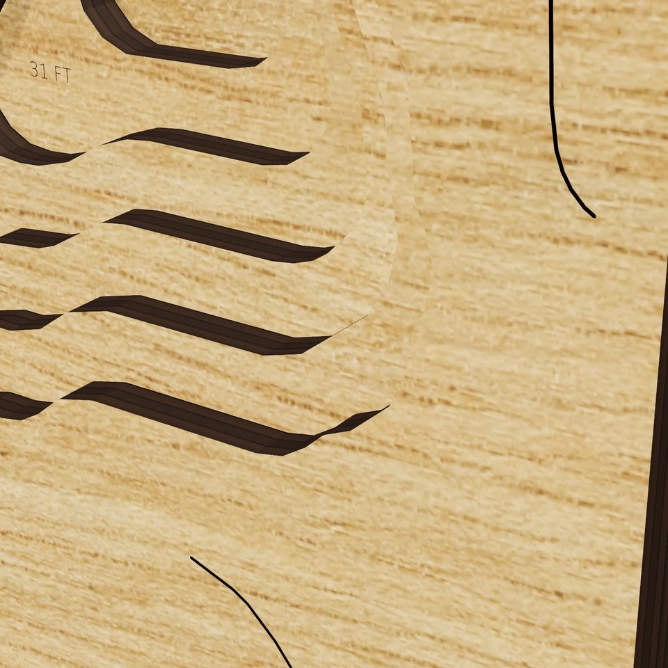 Kirk Lake 3D wood map, detail view
