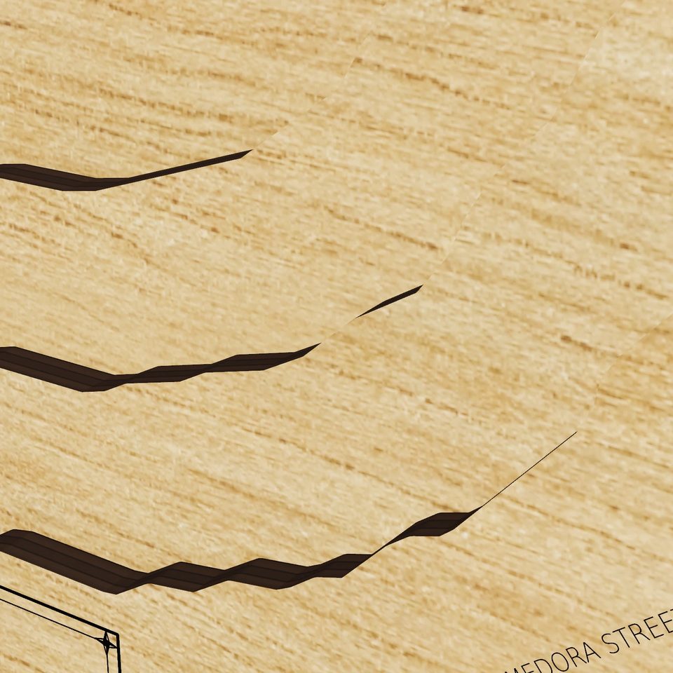 Lake Arietta 3D wood map, detail view