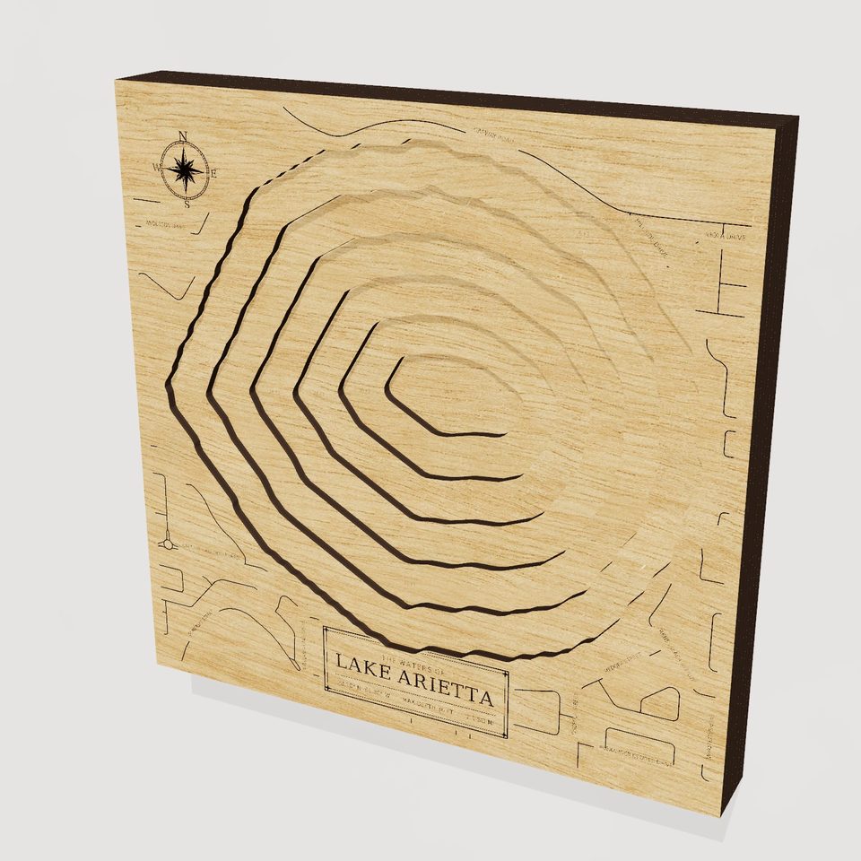 Lake Arietta 3D wood map, hero view