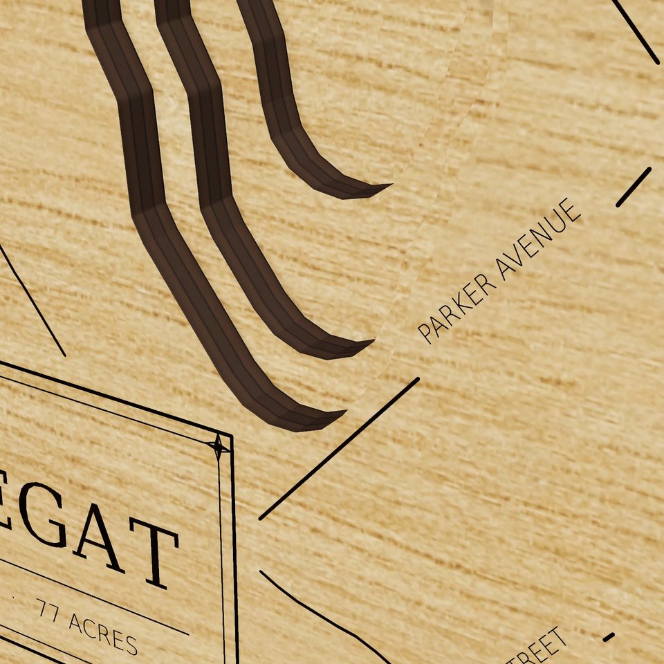 Lake Barnegat 3D wood map, detail view