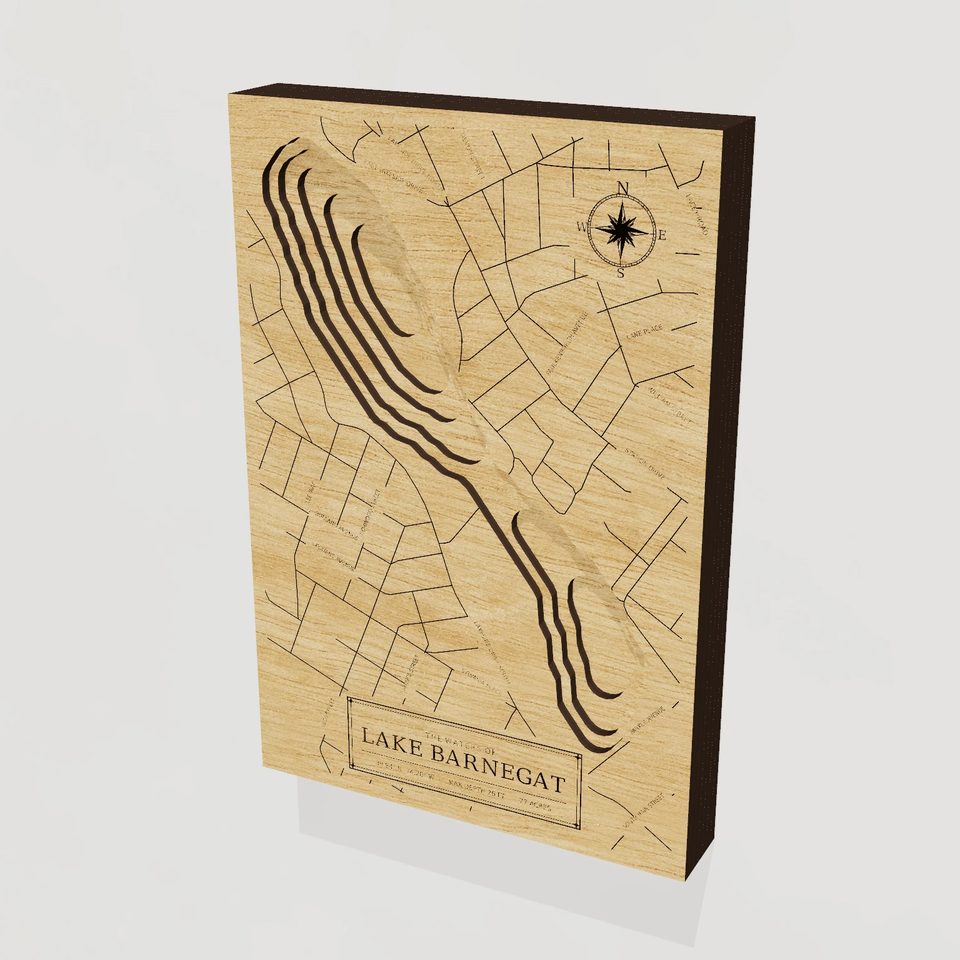 Lake Barnegat 3D wood map, hero view