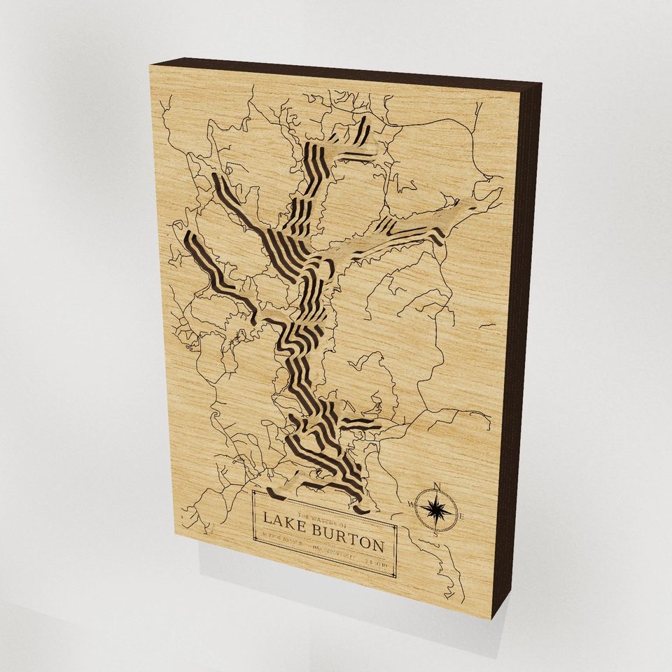 Lake Burton 3D wood map, hero view