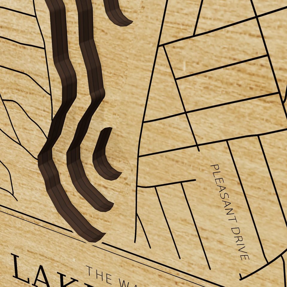 Lake Carmel 3D wood map, detail view
