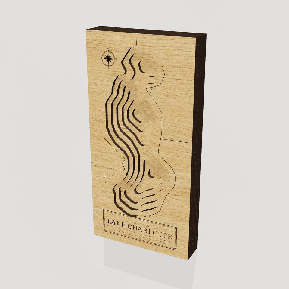 Lake Charlotte 3D wood map, hero view