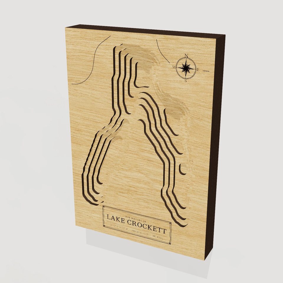 Lake Crockett 3D wood map, hero view