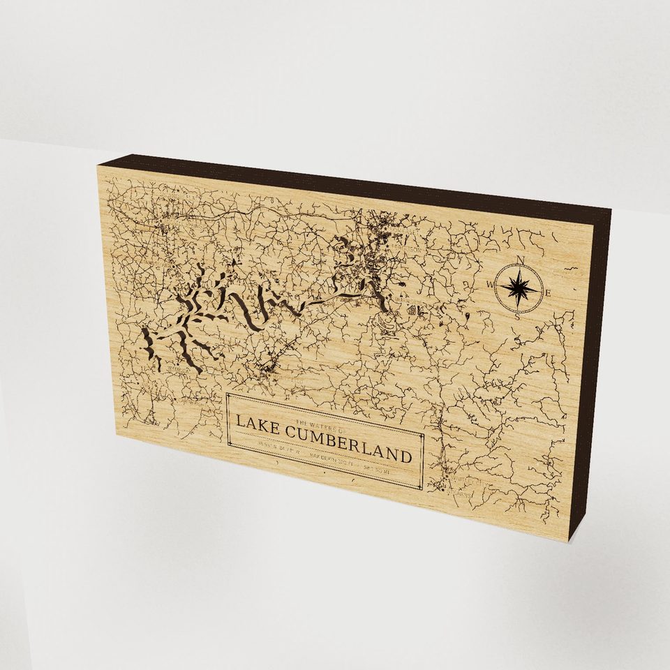 Lake Cumberland 3D wood map, hero view