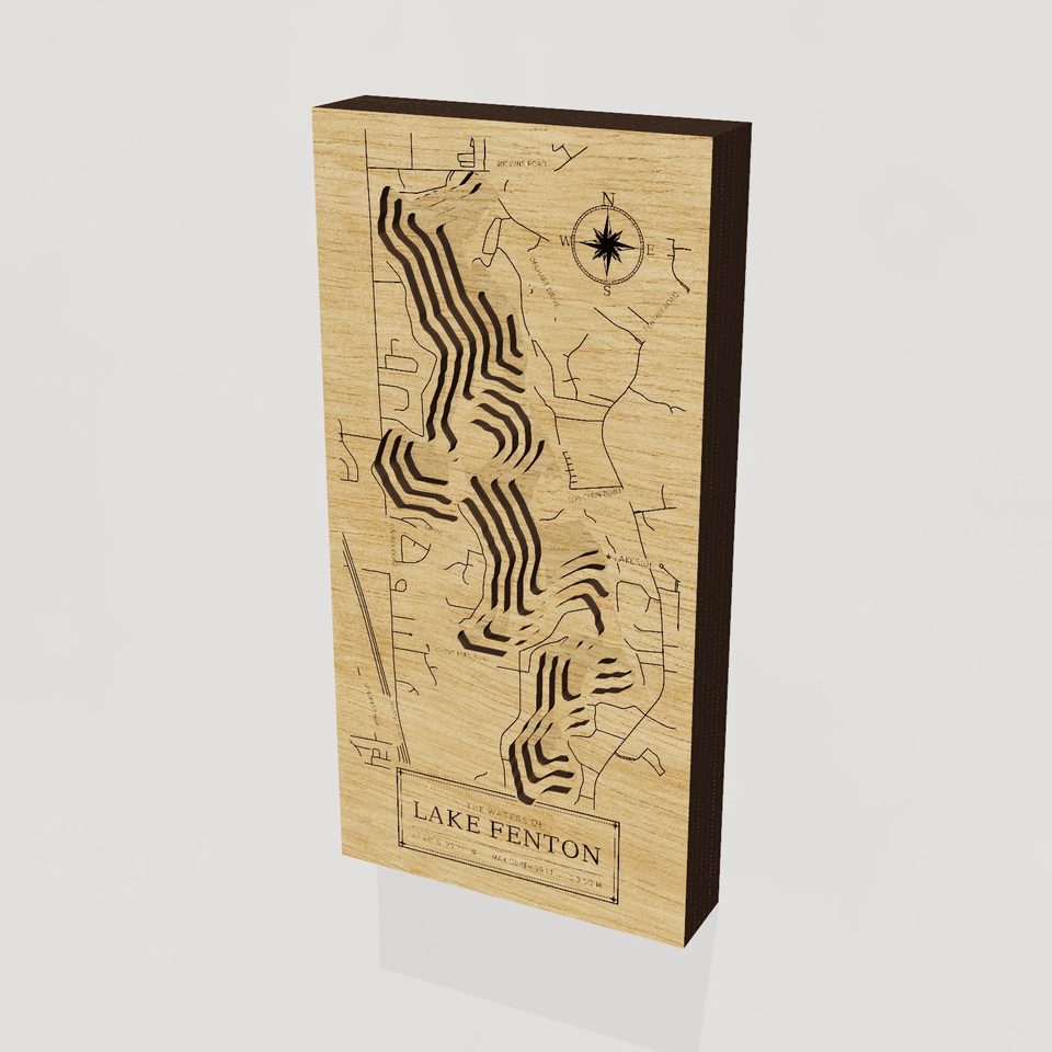 Lake Fenton 3D wood map, hero view