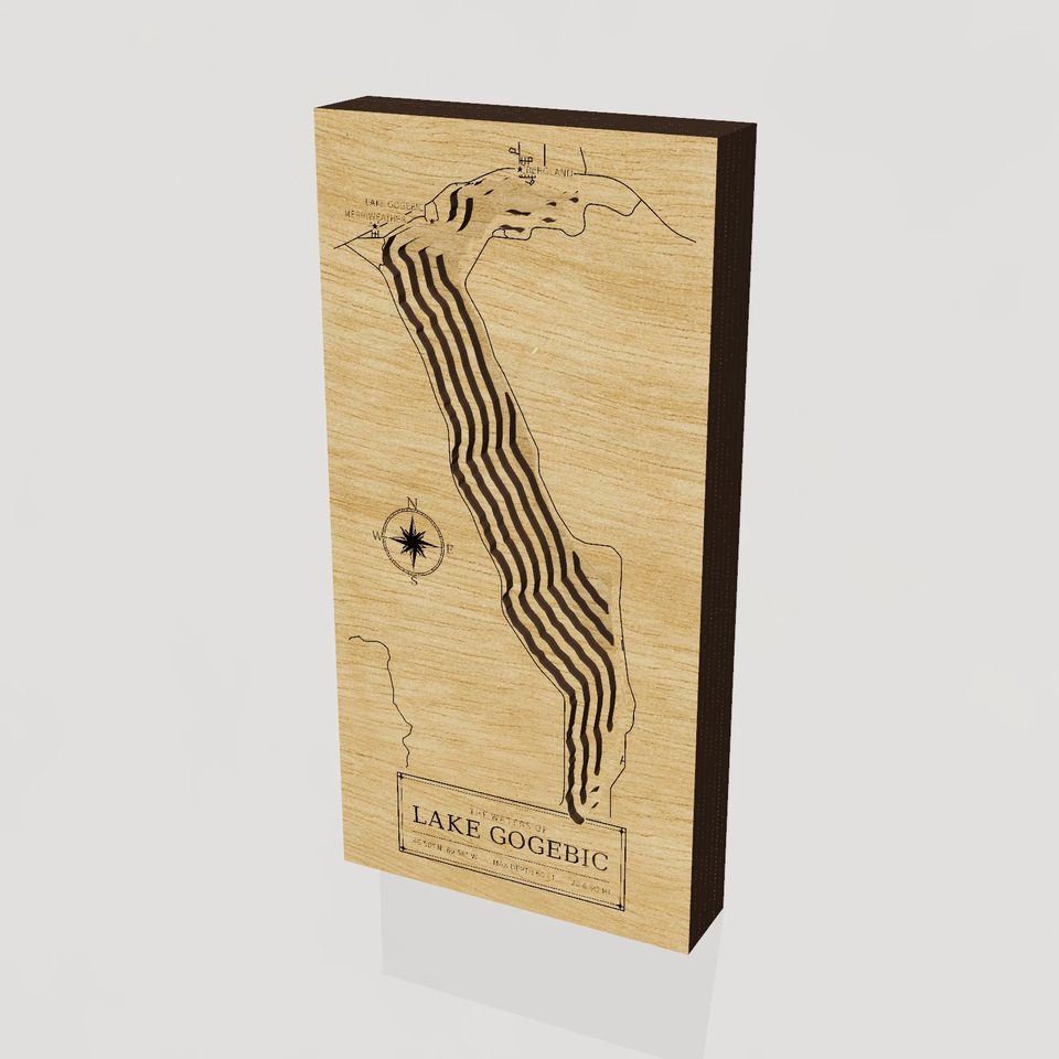 Lake Gogebic 3D wood map, hero view
