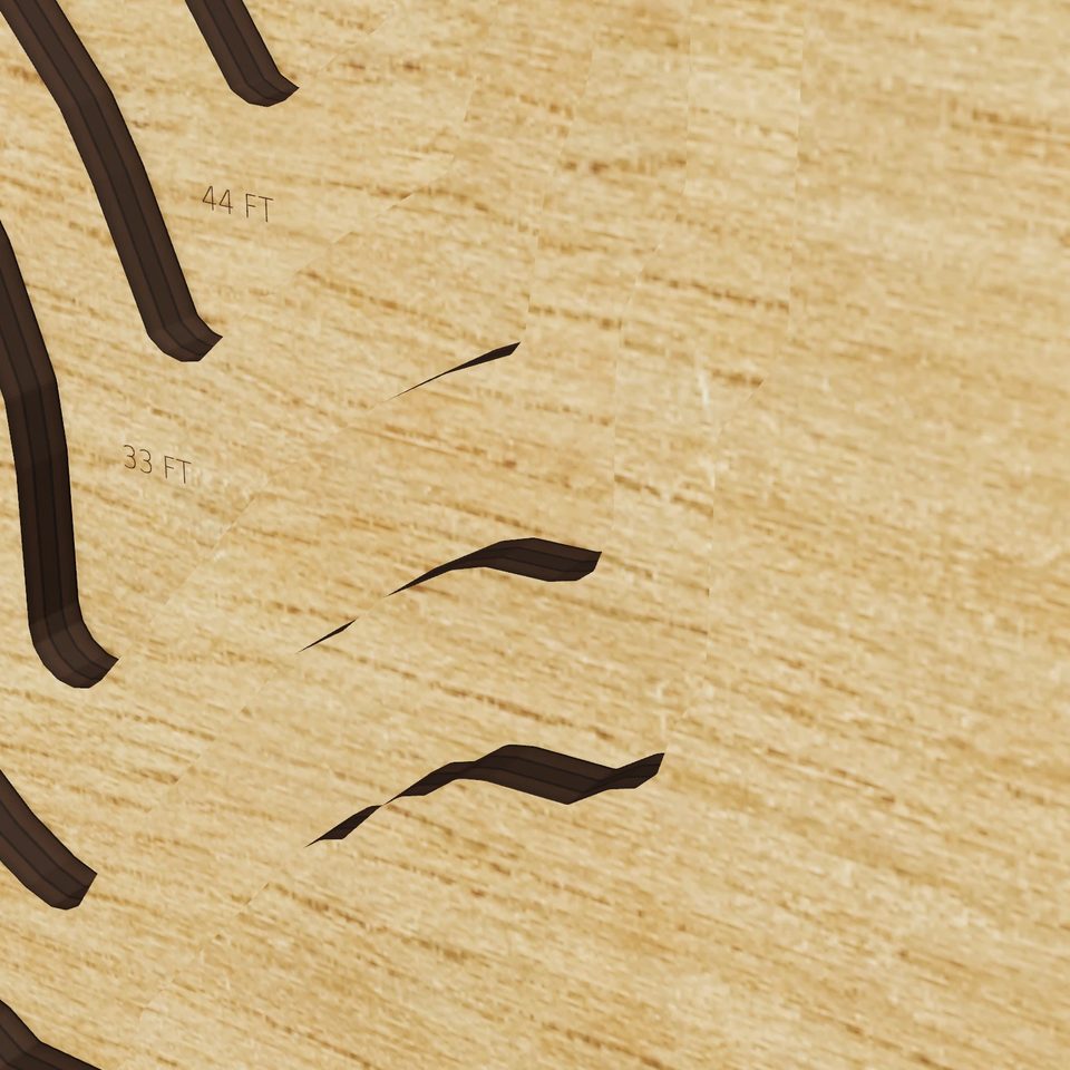 Lake Henshaw 3D wood map, detail view