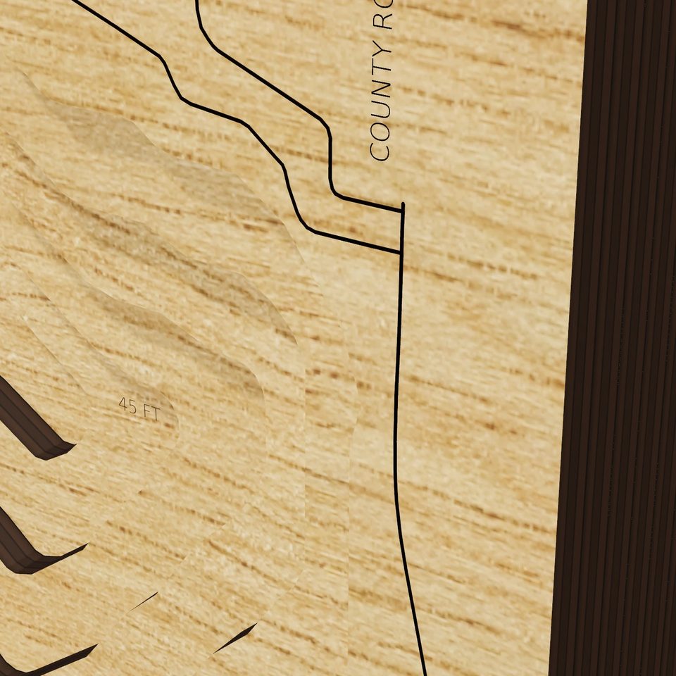 Lake Independence 3D wood map, detail view