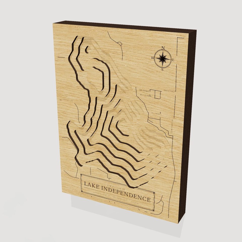 Lake Independence 3D wood map, hero view