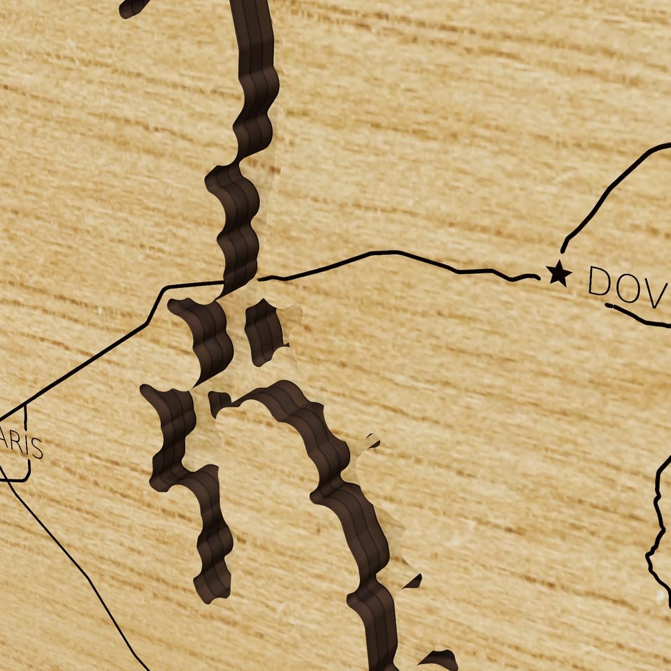 Lake Kentucky 3D wood map, detail view