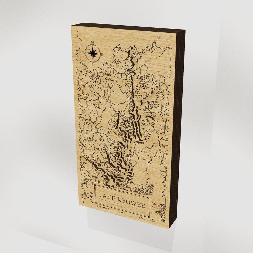 Lake Keowee 3D wood map, hero view